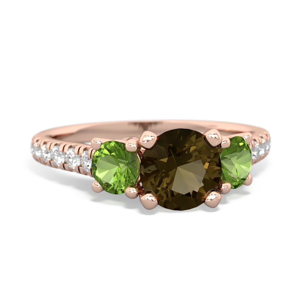 Smoky Quartz Pave Trellis 14K Rose Gold ring R5500