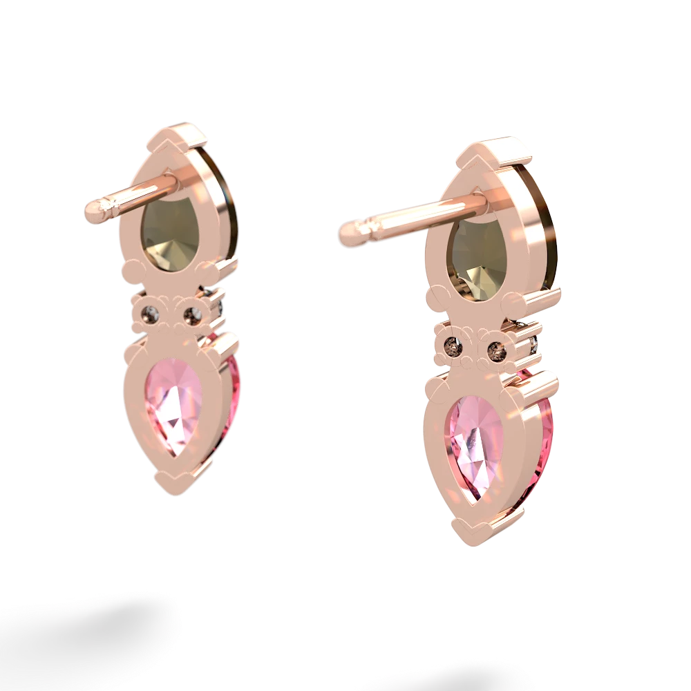 Smoky Quartz Bowtie Drop 14K Rose Gold earrings E0865