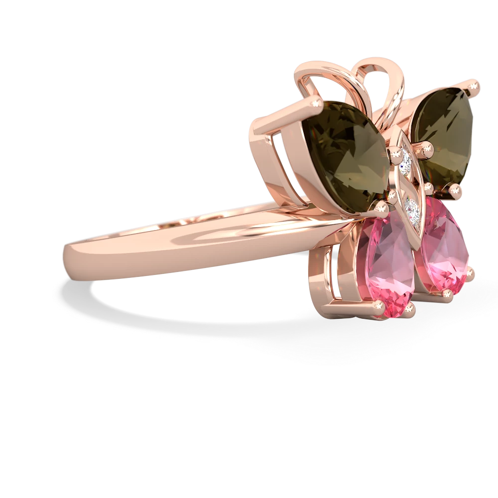 Smoky Quartz Butterfly 14K Rose Gold ring R2215