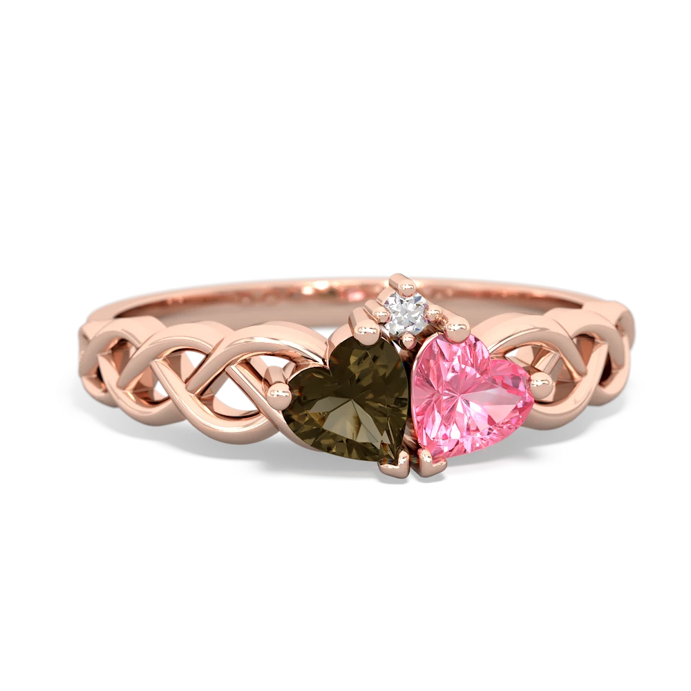 Smoky Quartz Heart To Heart Braid 14K Rose Gold ring R5870