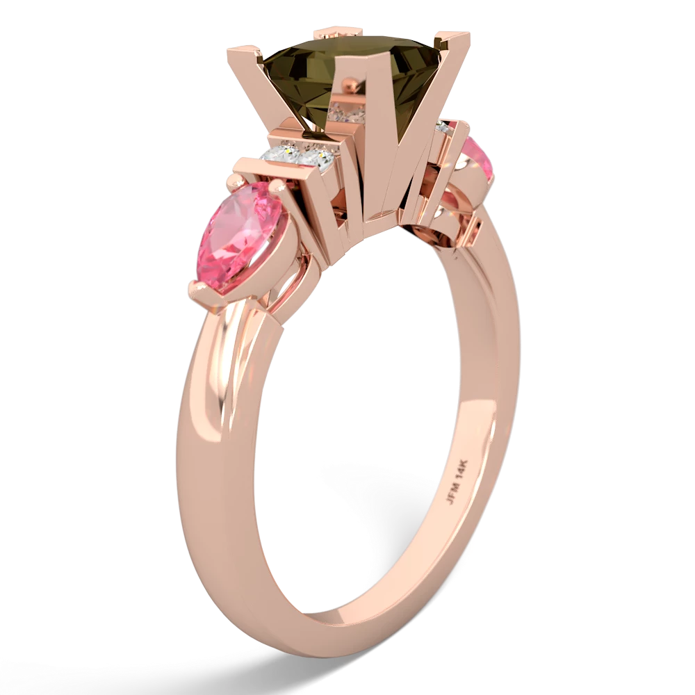 Smoky Quartz 6Mm Princess Eternal Embrace Engagement 14K Rose Gold ring C2002