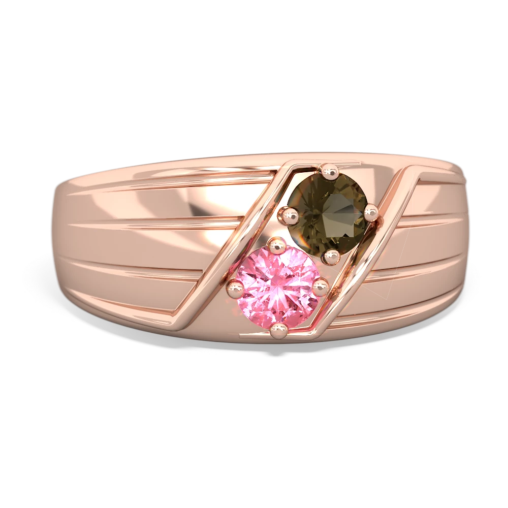 Smoky Quartz Men's Streamline 14K Rose Gold ring R0460