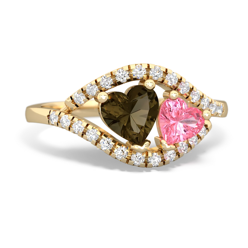 Smoky Quartz Mother And Child 14K Yellow Gold ring R3010