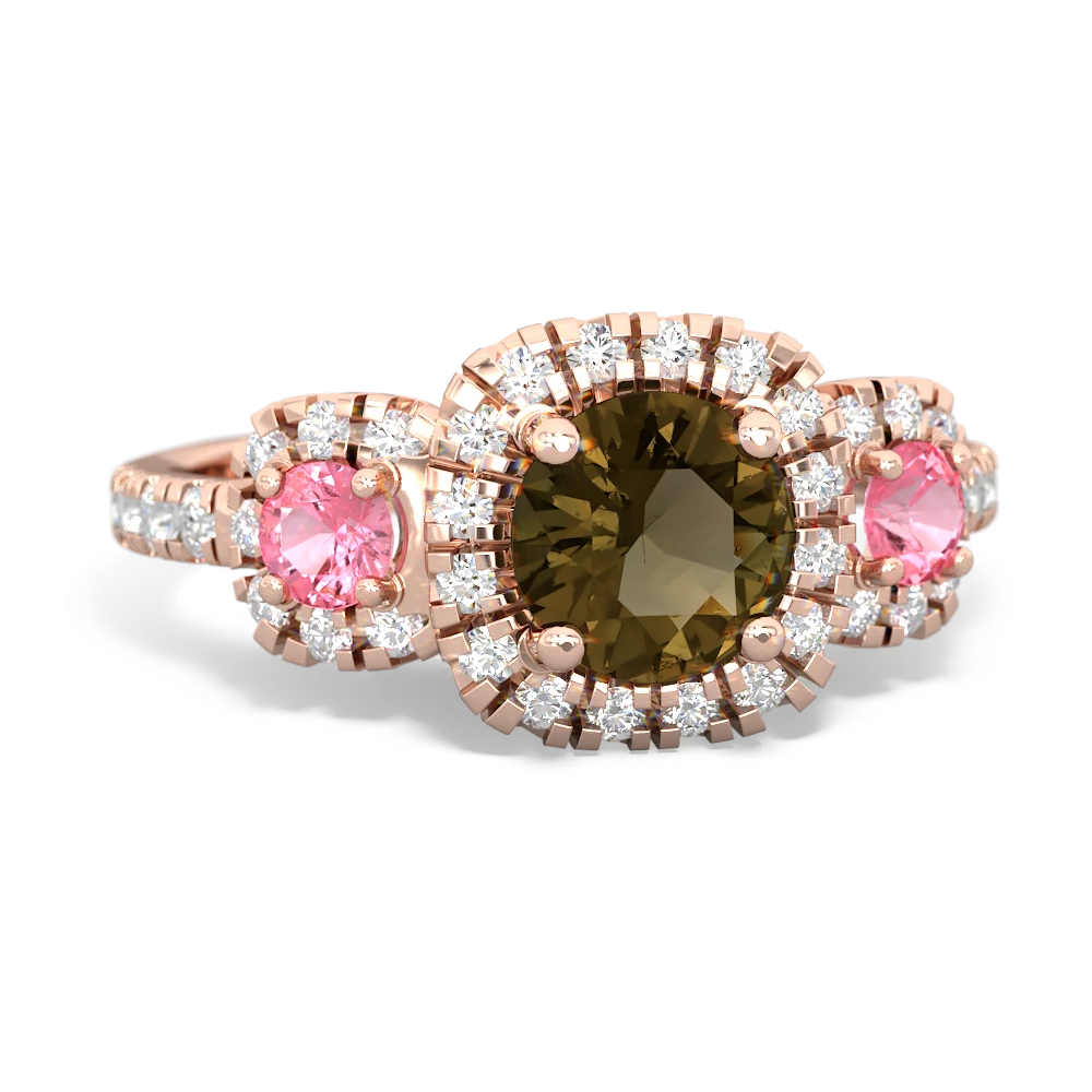 Smoky Quartz Regal Halo 14K Rose Gold ring R5350