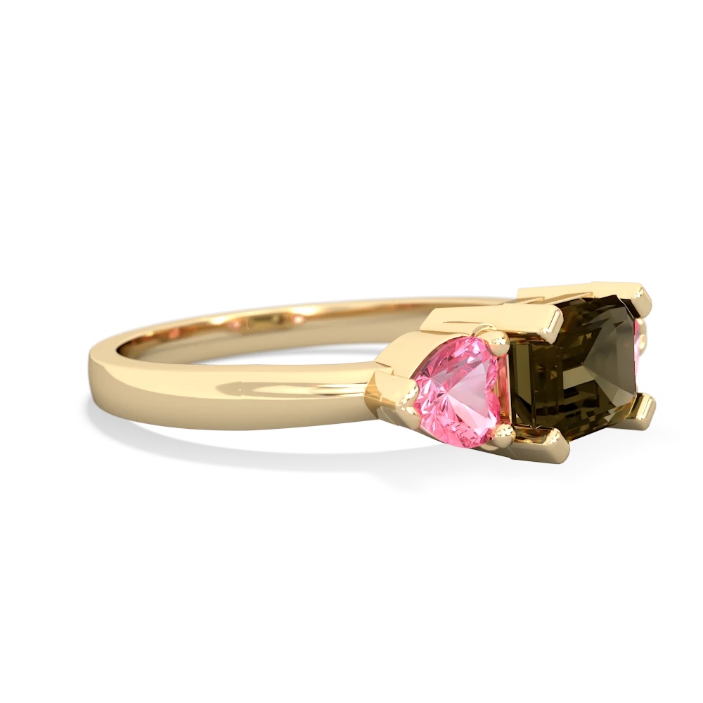 Smoky Quartz Three Stone 14K Yellow Gold ring R5235