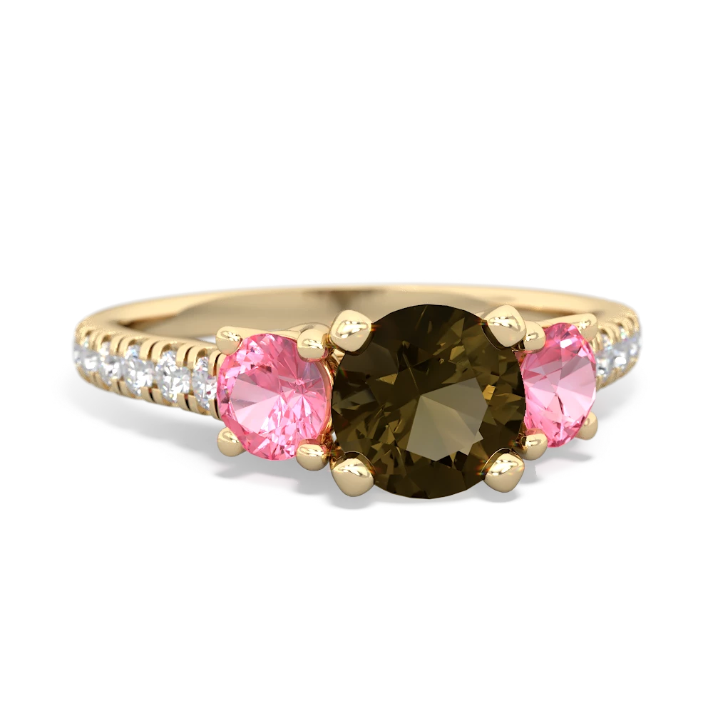 Smoky Quartz Pave Trellis 14K Yellow Gold ring R5500