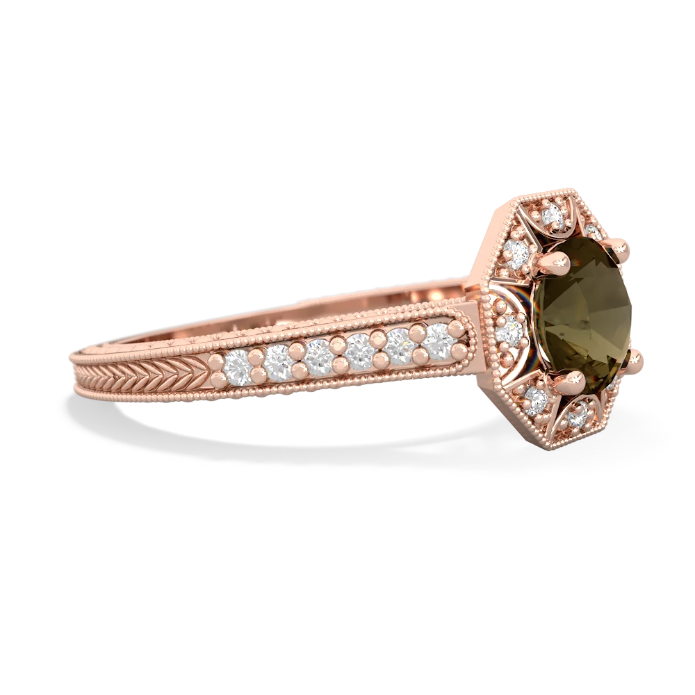 Smoky Quartz Art-Deco Starburst 14K Rose Gold ring R5520