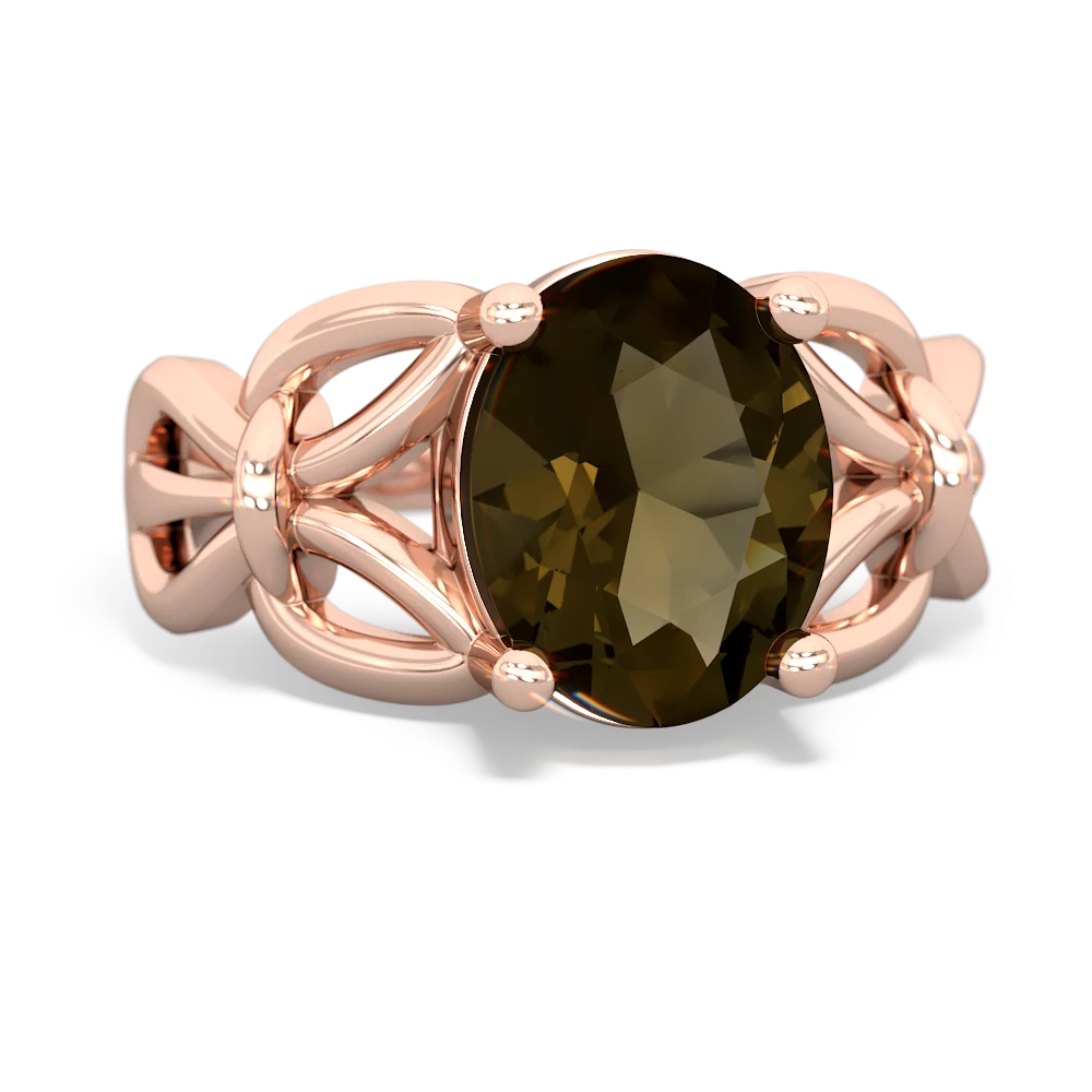 Smoky Quartz Celtic Knot Cocktail 14K Rose Gold ring R2377