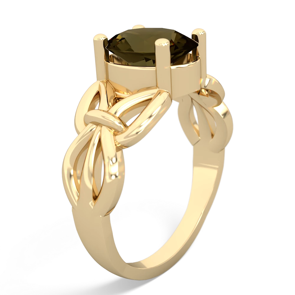 Smoky Quartz Celtic Knot Cocktail 14K Yellow Gold ring R2377