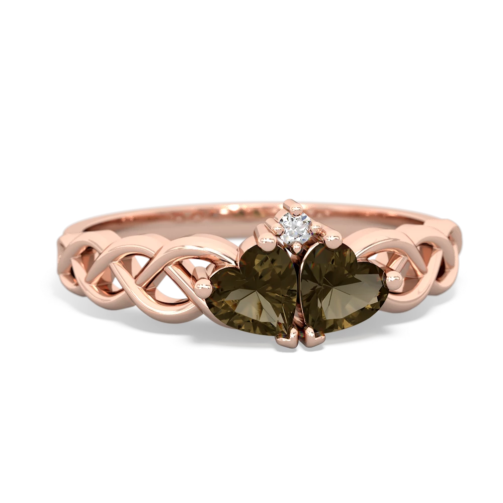 Smoky Quartz Heart To Heart Braid 14K Rose Gold ring R5870