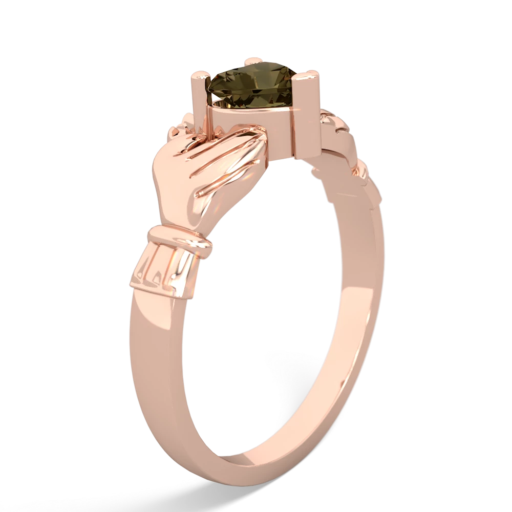 Smoky Quartz Claddagh 14K Rose Gold ring R2370