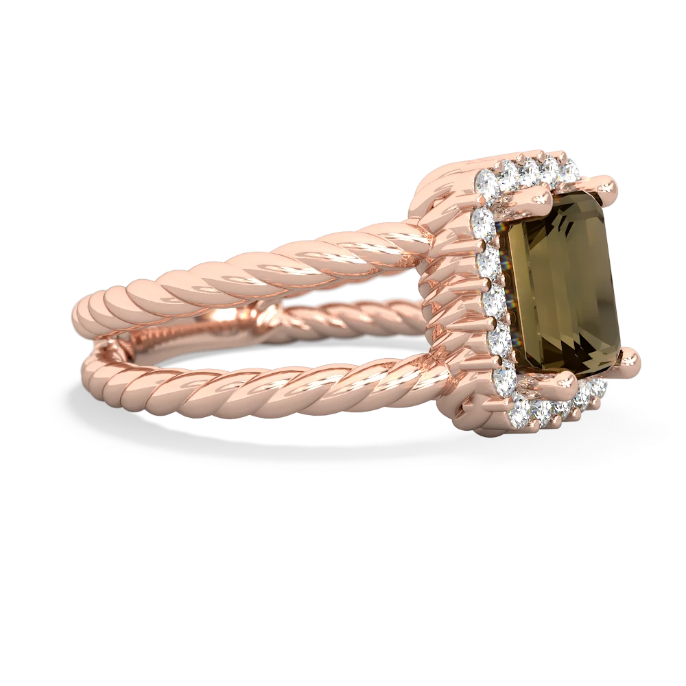 Smoky Quartz Rope Split Band 14K Rose Gold ring R2628