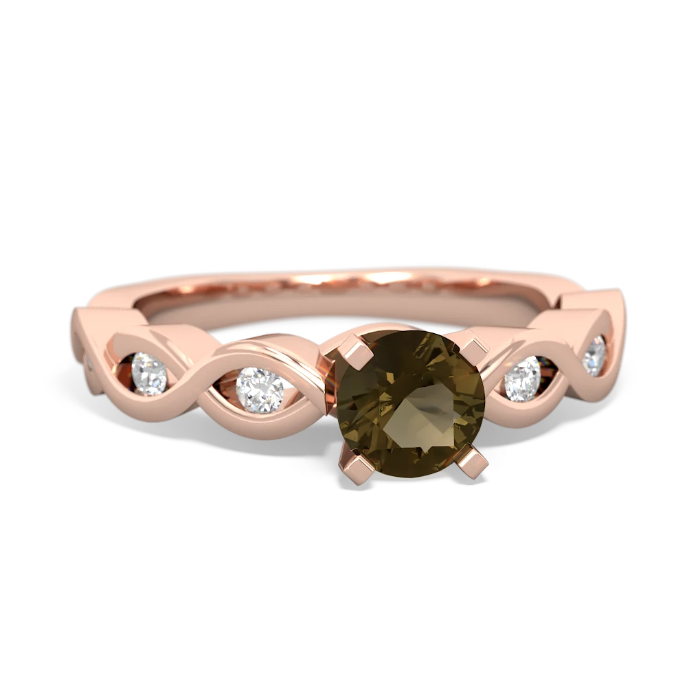 Smoky Quartz Infinity 5Mm Round Engagement 14K Rose Gold ring R26315RD