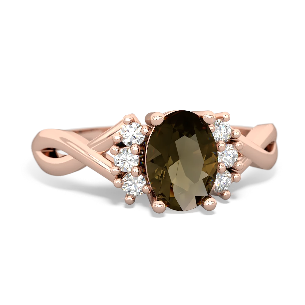 Smoky Quartz Victorian Twist 14K Rose Gold ring R2497