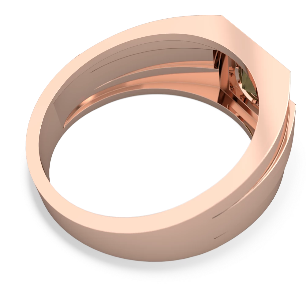 Smoky Quartz Men's Squared Circle 14K Rose Gold ring R0480