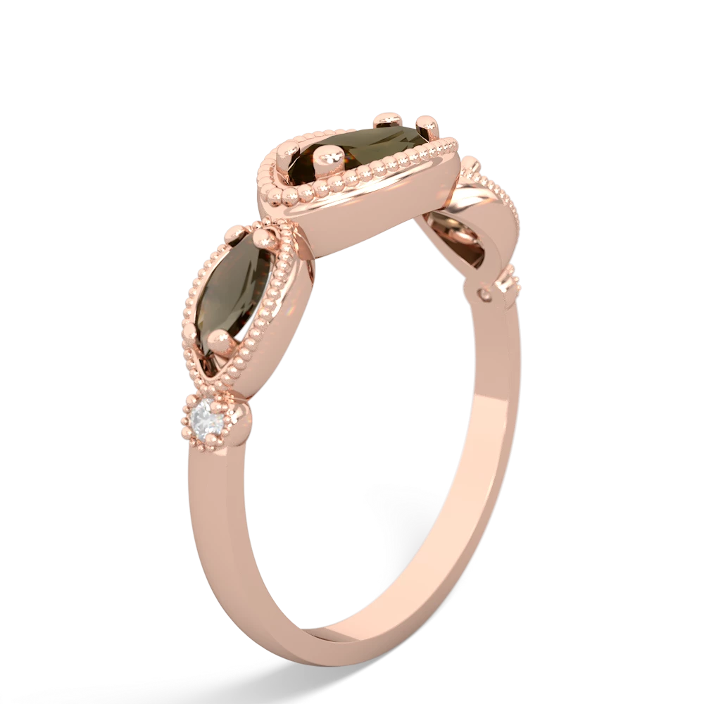 Smoky Quartz Milgrain Marquise 14K Rose Gold ring R5700