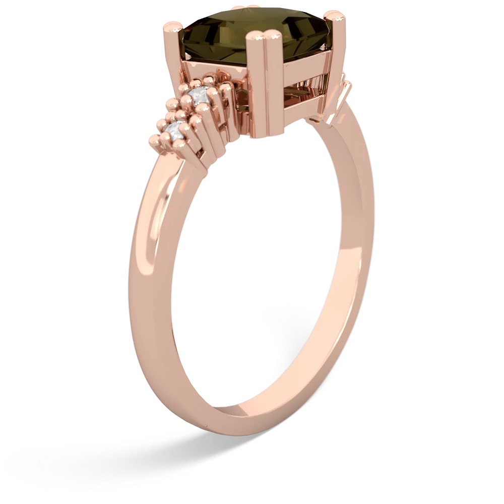 Smoky Quartz Art Deco Princess 14K Rose Gold ring R2014