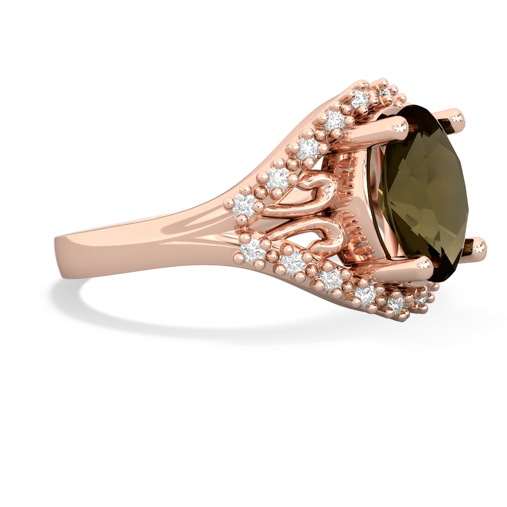 Smoky Quartz Antique Style Cocktail 14K Rose Gold ring R2564