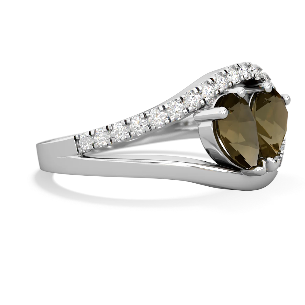 Smoky Quartz Nestled Heart Keepsake 14K White Gold ring R5650