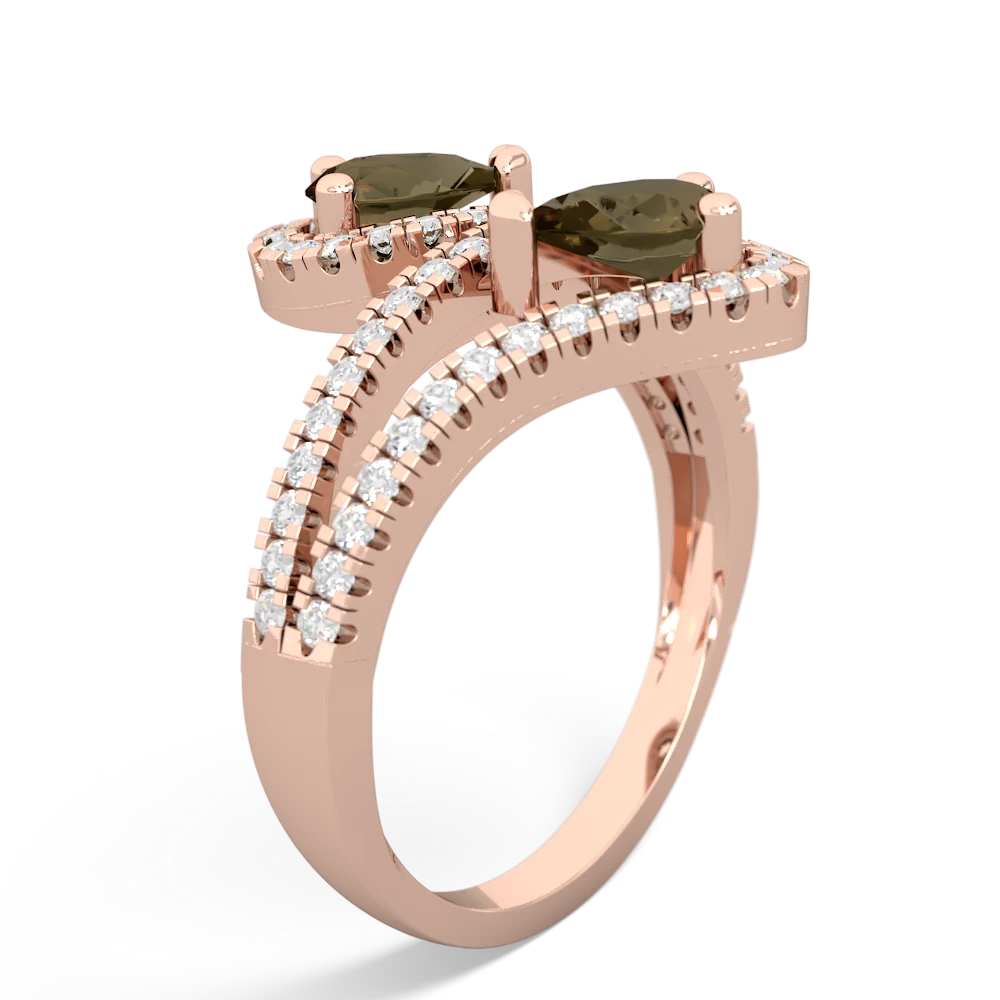 Smoky Quartz Diamond Dazzler 14K Rose Gold ring R3000