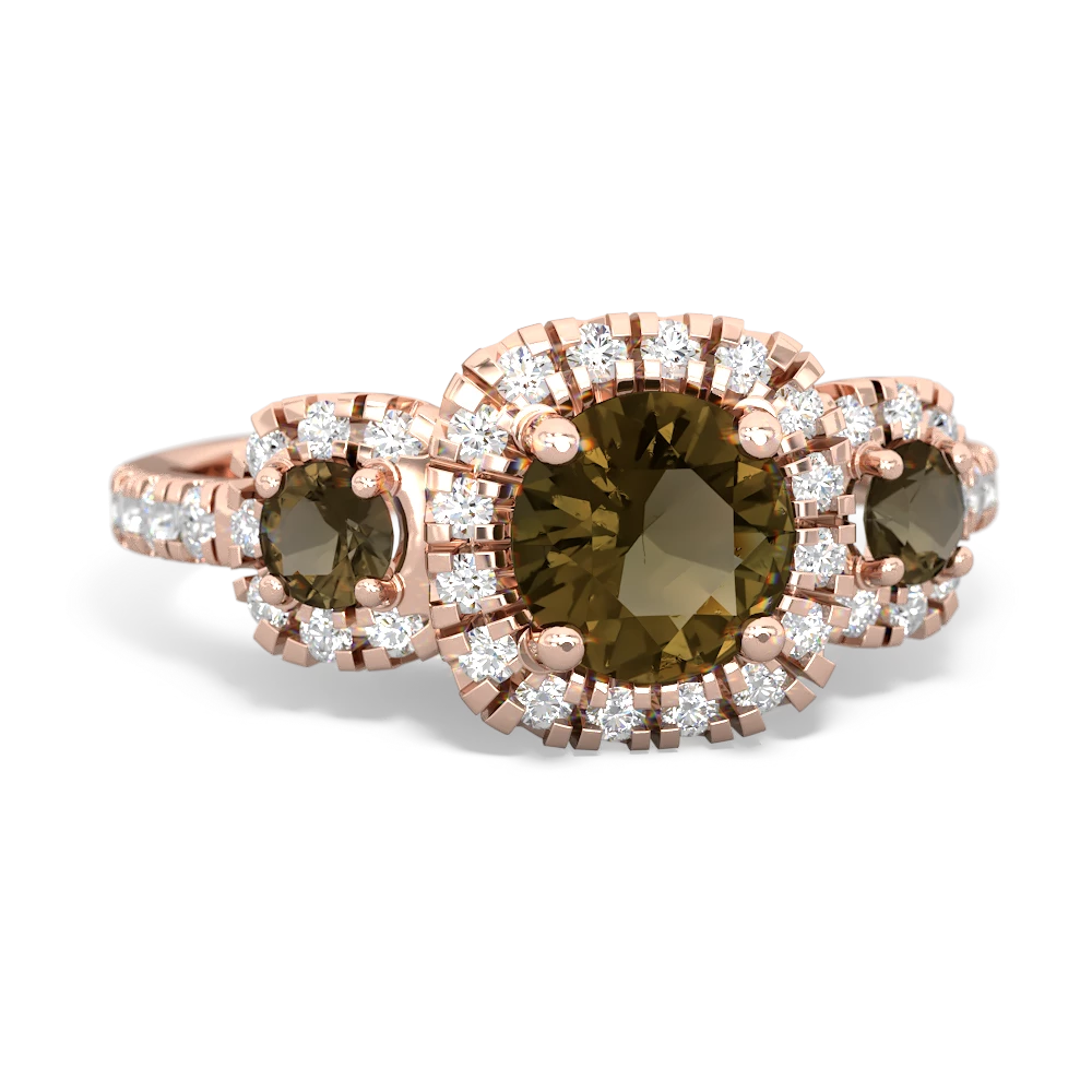 Smoky Quartz Regal Halo 14K Rose Gold ring R5350