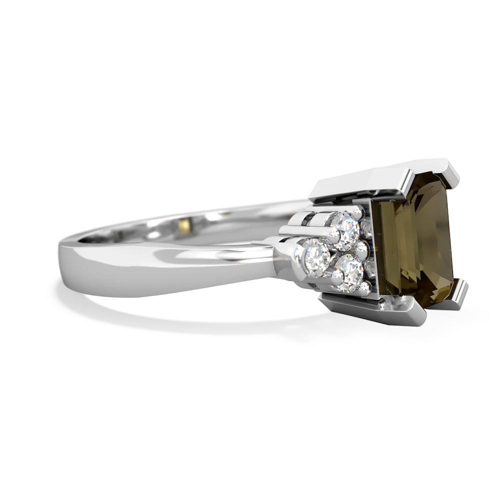 Smoky Quartz Timeless Classic 14K White Gold ring R2591