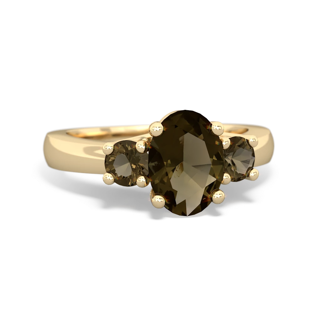 14K Yellow Gold Oval Smoky Topaz Ring