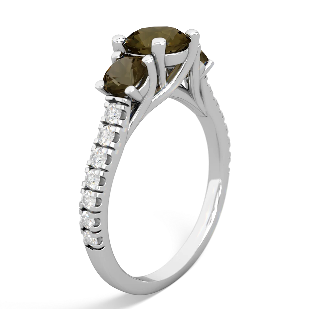 Smoky Quartz Pave Trellis 14K White Gold ring R5500