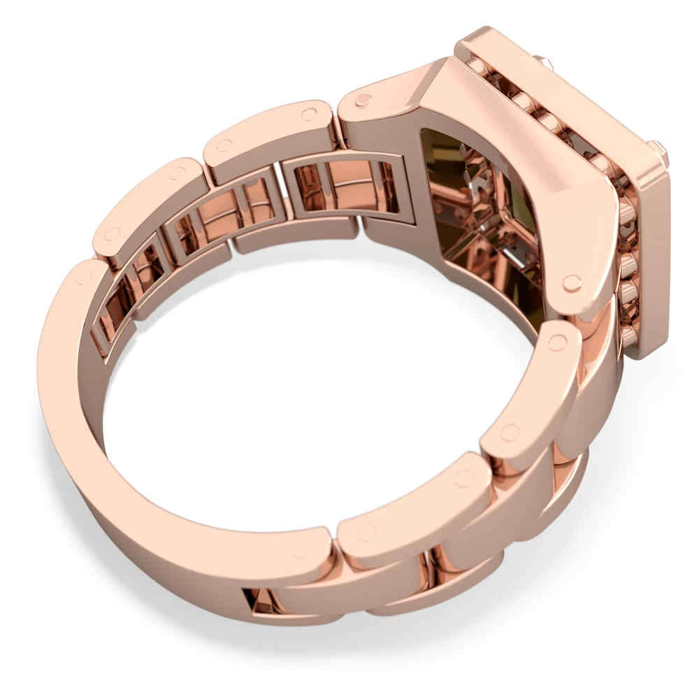 Smoky Quartz Men's Watch 14K Rose Gold ring R0510