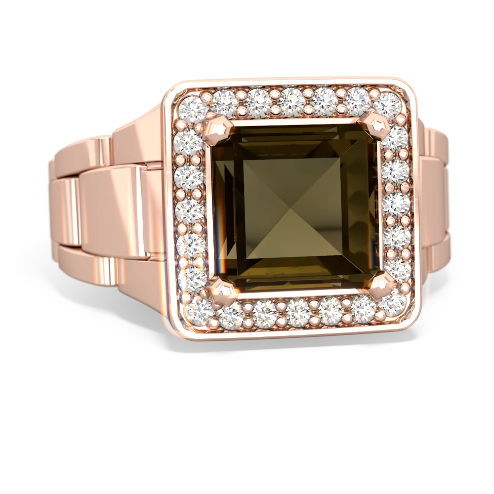 Smoky Quartz Men's Watch 14K Rose Gold ring R0510