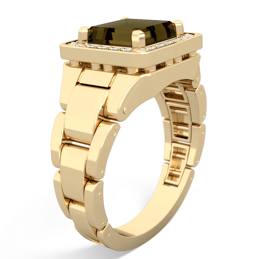 Smoky Quartz Men's Watch 14K Yellow Gold ring R0510