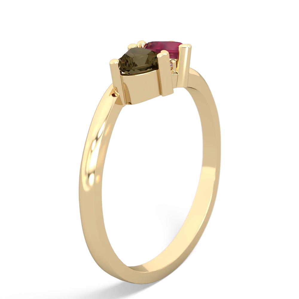 Smoky Quartz Sweethearts 14K Yellow Gold ring R5260