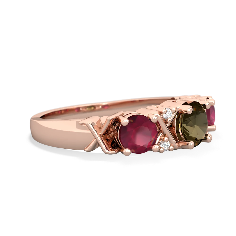 Smoky Quartz Hugs And Kisses 14K Rose Gold ring R5016