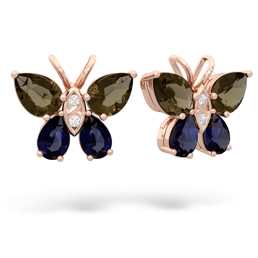 Smoky Quartz Butterfly 14K Rose Gold earrings E2215