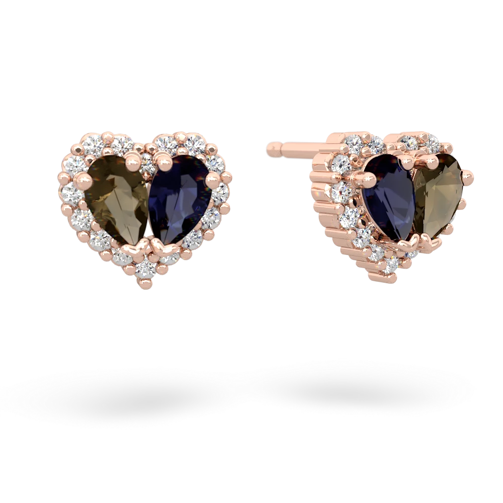 Smoky Quartz Halo 14K Rose Gold earrings E7008