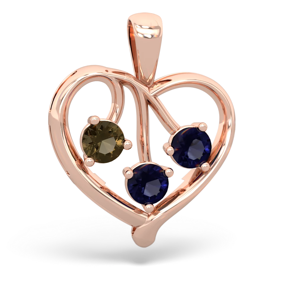 Smoky Quartz Glowing Heart 14K Rose Gold pendant P2233