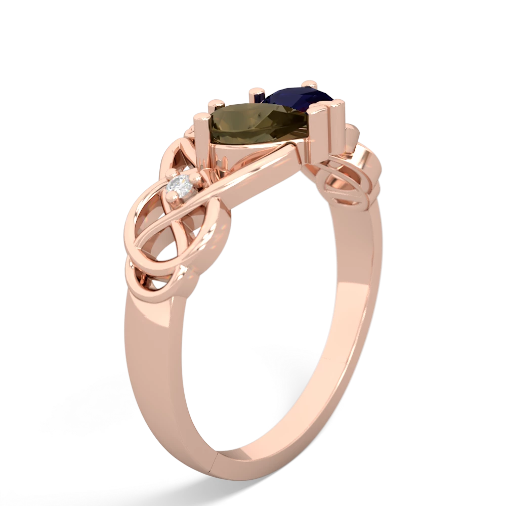 Smoky Quartz 'One Heart' Celtic Knot Claddagh 14K Rose Gold ring R5322