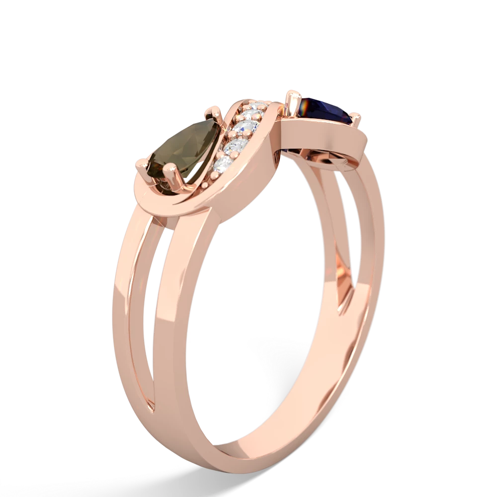 Smoky Quartz Diamond Infinity 14K Rose Gold ring R5390