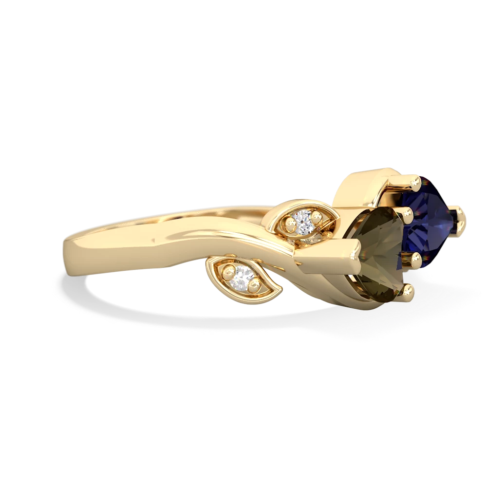 Smoky Quartz Floral Elegance 14K Yellow Gold ring R5790