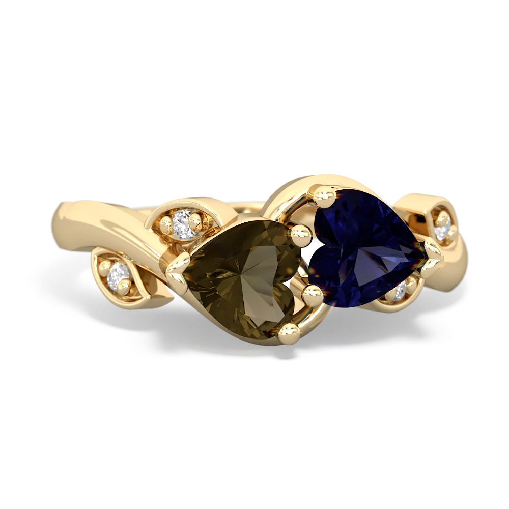 Smoky Quartz Floral Elegance 14K Yellow Gold ring R5790