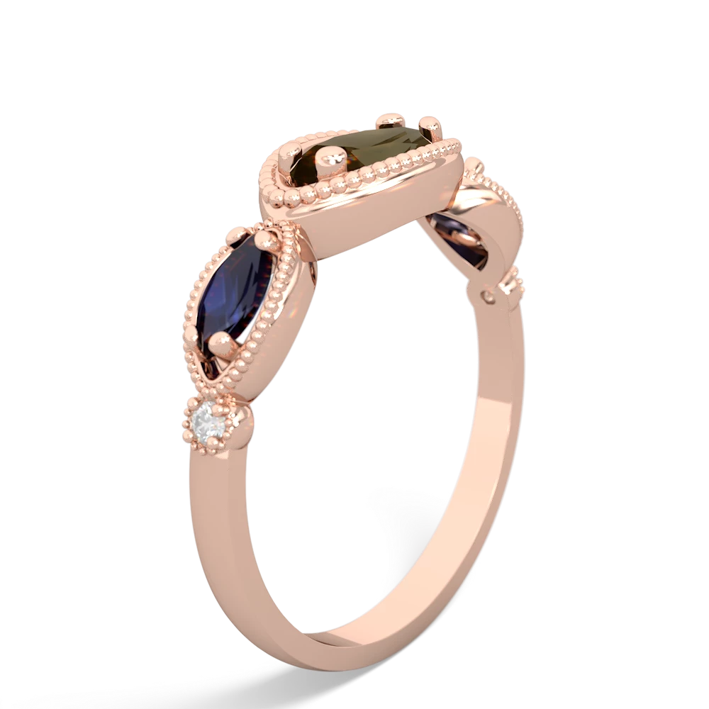 Smoky Quartz Milgrain Marquise 14K Rose Gold ring R5700