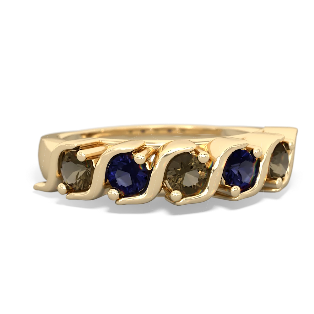 Smoky Quartz Anniversary Band 14K Yellow Gold ring R2089