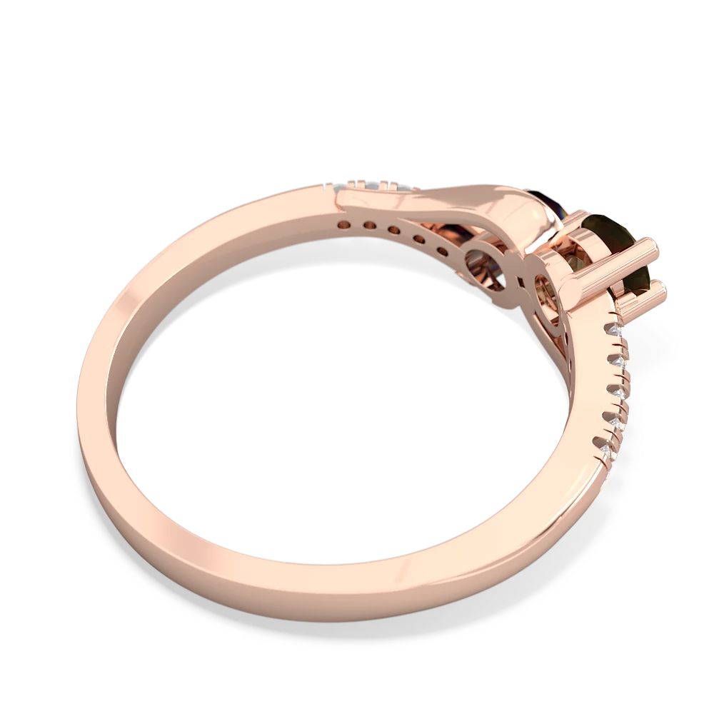 Smoky Quartz Infinity Pave Two Stone 14K Rose Gold ring R5285