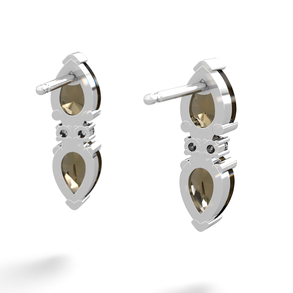 Smoky Quartz Bowtie Drop 14K White Gold earrings E0865
