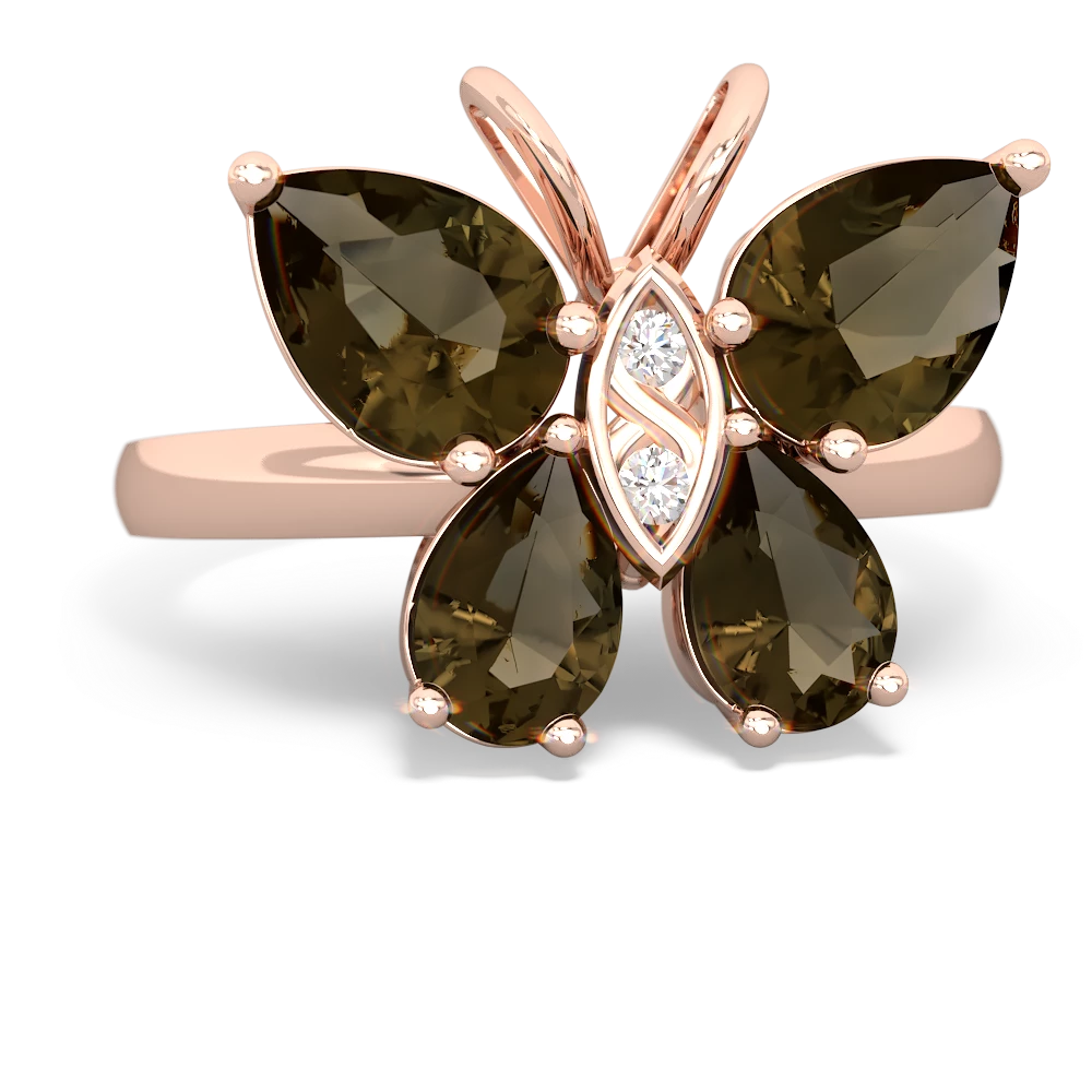 Smoky Quartz Butterfly 14K Rose Gold ring R2215