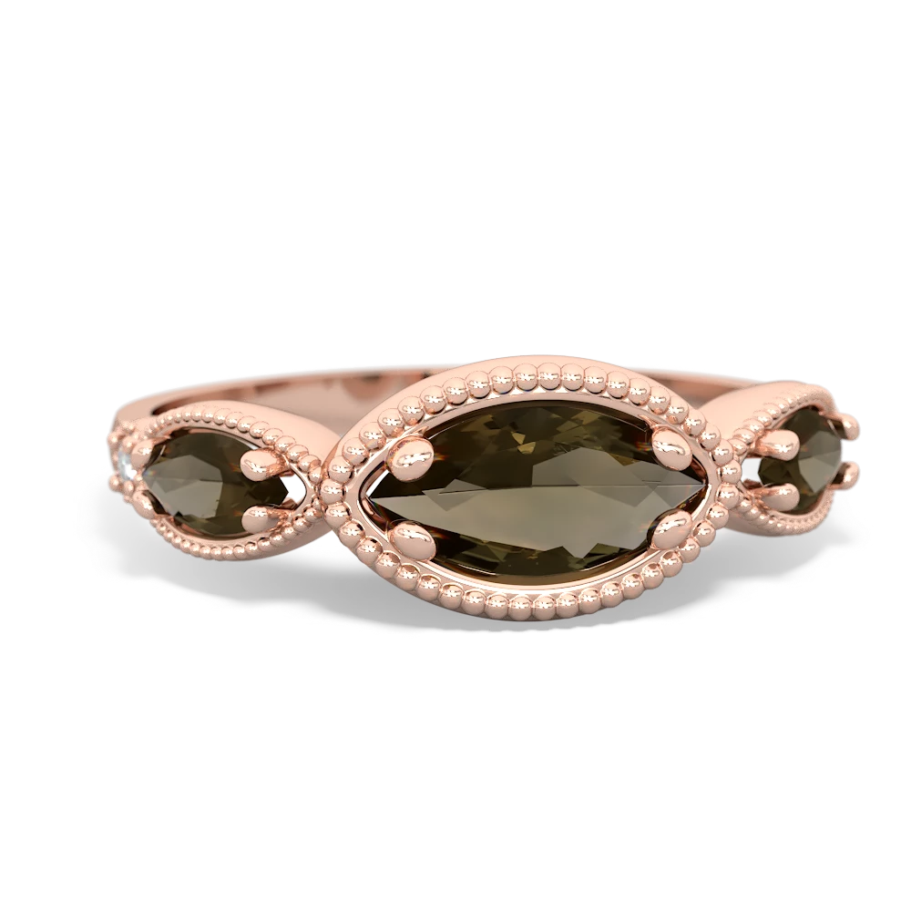 Smoky Quartz Milgrain Marquise 14K Rose Gold ring R5700