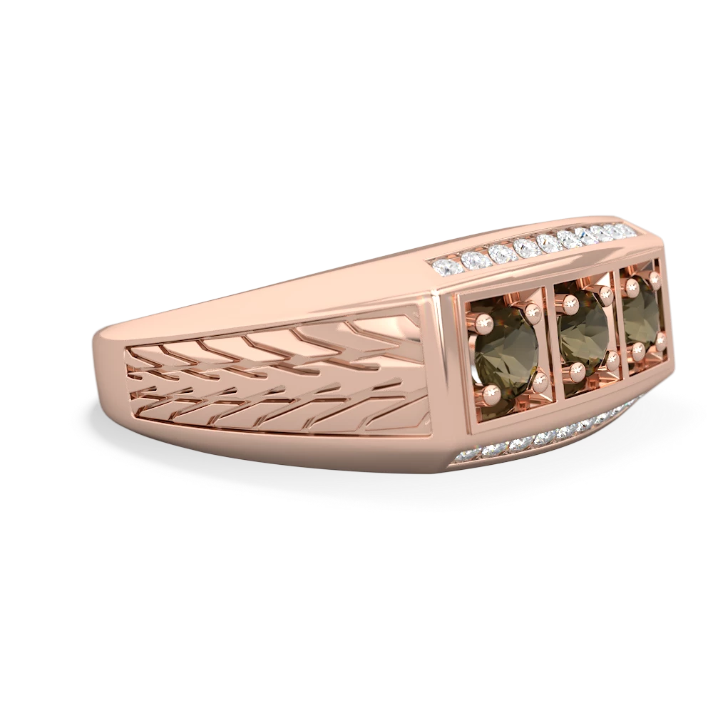 Onyx Three Stone Tire Tread Men's 14K Rose Gold ring R0520