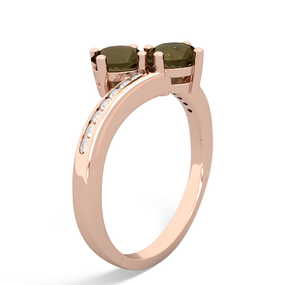 Smoky Quartz Channel Set Two Stone 14K Rose Gold ring R5303