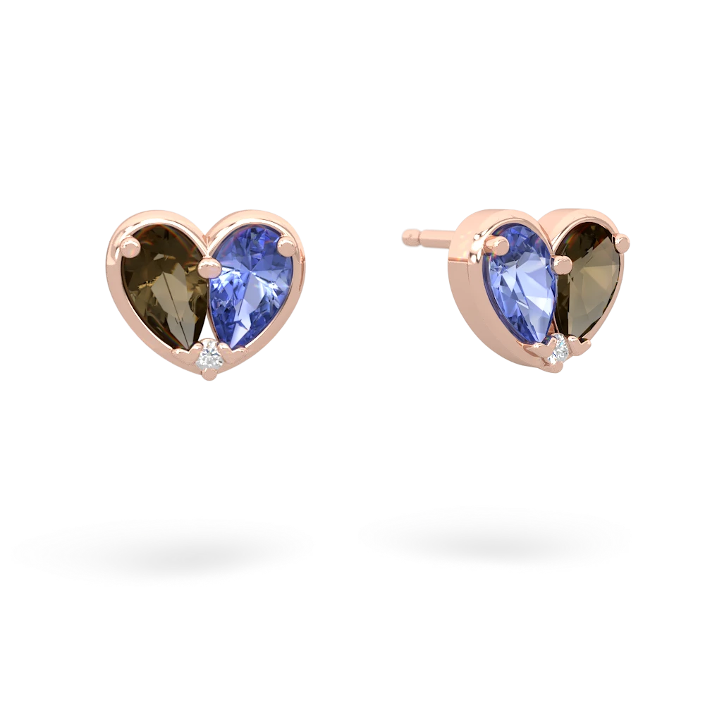 Smoky Quartz 'Our Heart' 14K Rose Gold earrings E5072