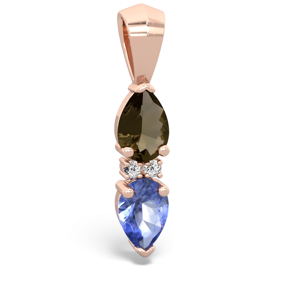 Smoky Quartz Bowtie Drop 14K Rose Gold pendant P0865